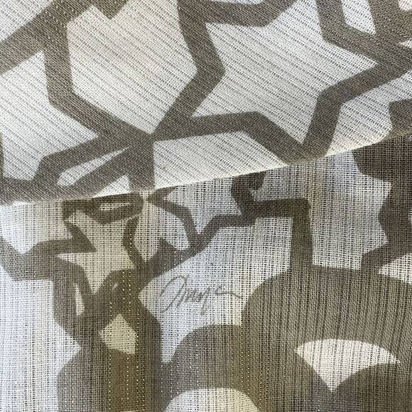 Trina Turk Tank Top Size P Wide Collar Metallic Gray White Floral Stars - Picture 6 of 12